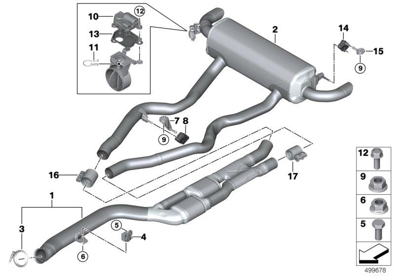 Diagram Exhaust system, rear for your 2021 BMW M340i   