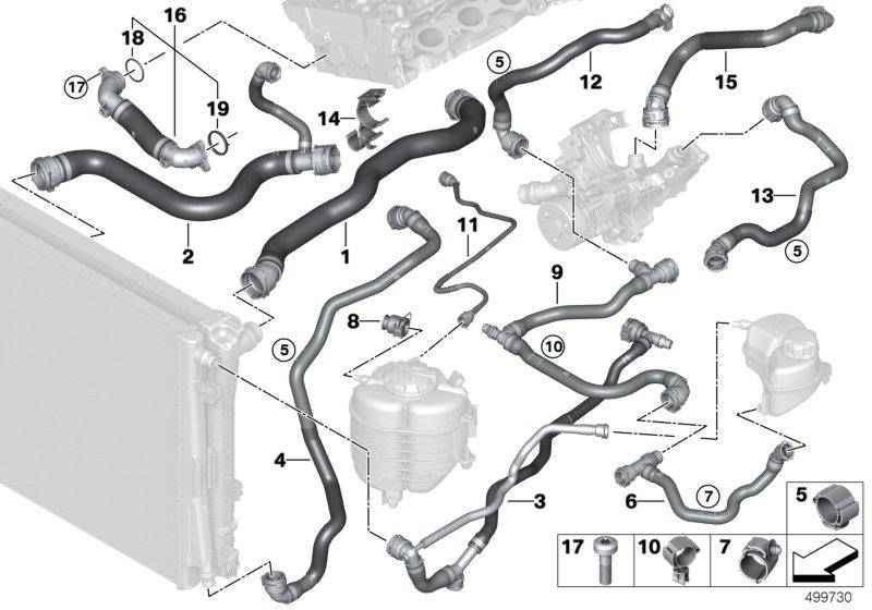 Diagram Cooling system coolant hoses for your 2009 BMW M6   