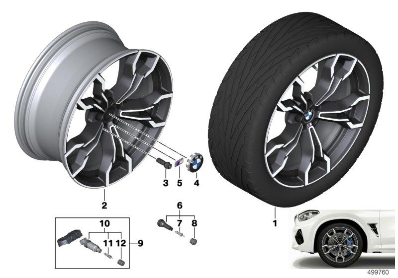 Diagram BMW LA wheel V-spoke 765M 21" for your 2021 BMW X3   