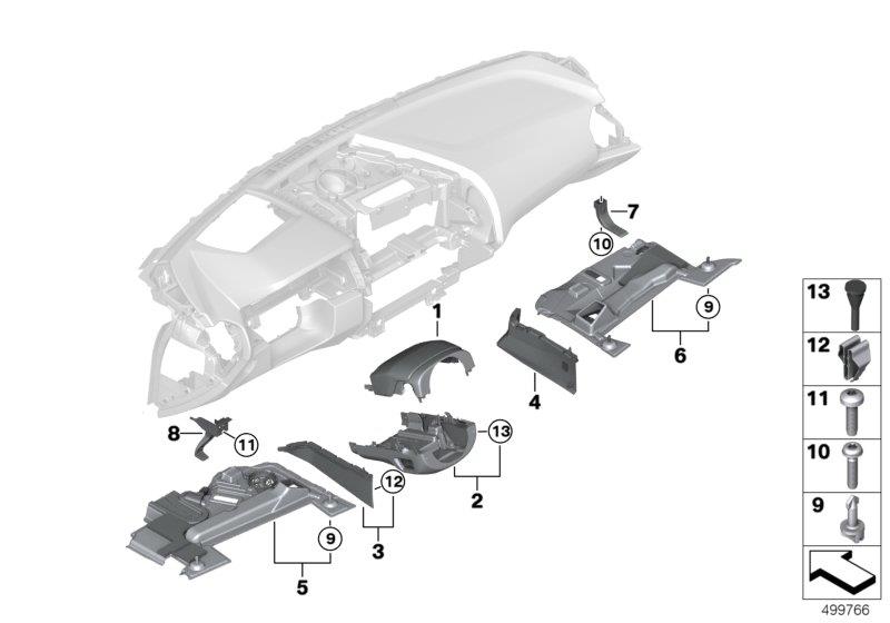 Diagram Mounting parts, I-panel, bottom for your BMW