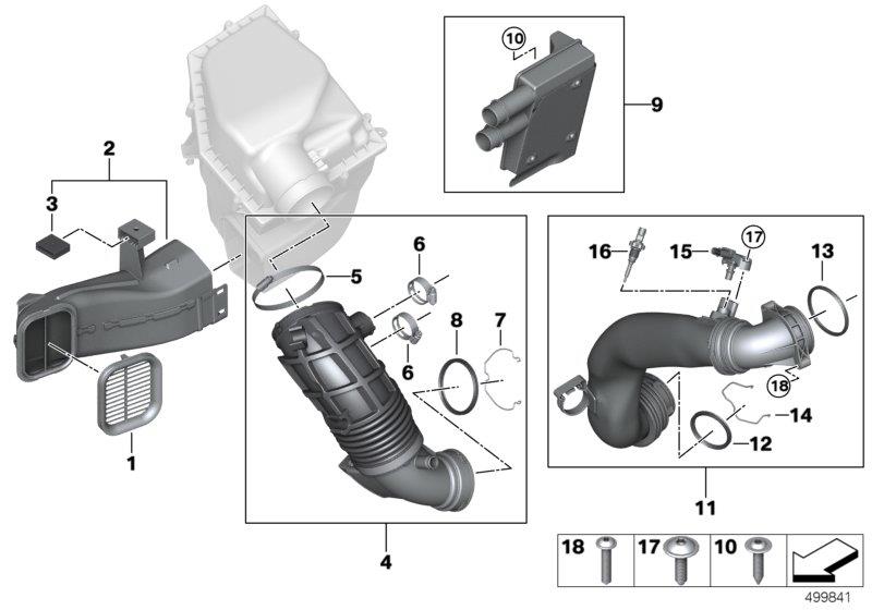 Diagram Air duct for your 2023 BMW 530i  Sedan 