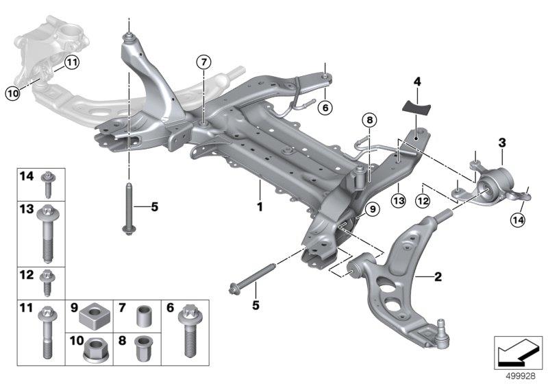 Diagram Front axle support/wishbone for your BMW