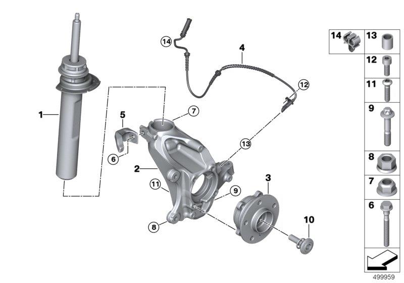 Diagram Front Spring strut/Carrier/Wheel bearing for your BMW