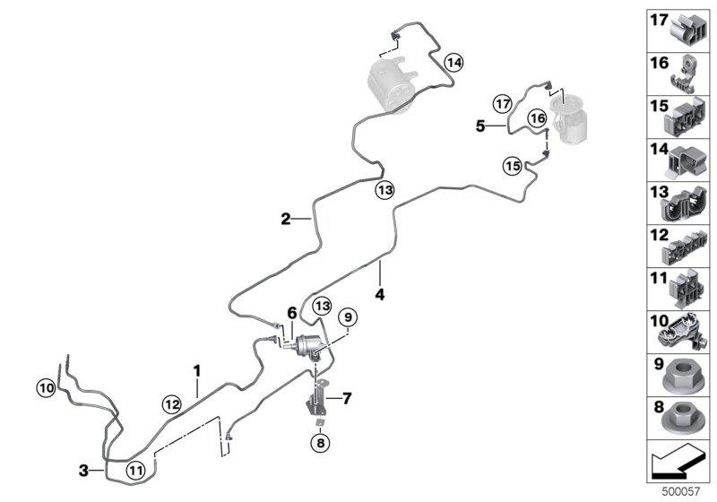 Diagram Fuel pipe and mounting parts for your 2018 BMW X3   