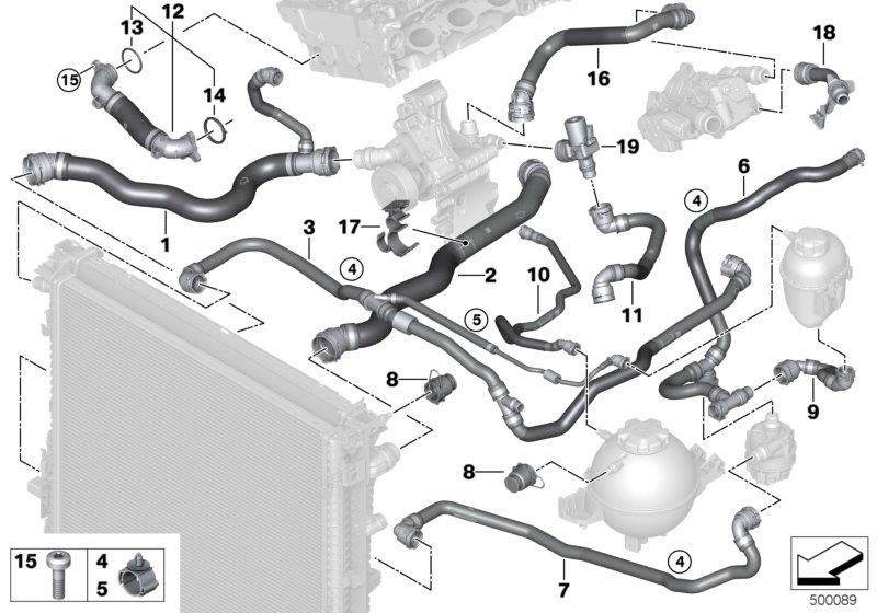 Diagram Cooling system coolant hoses for your 2014 BMW M6   