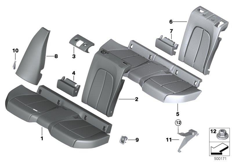 Diagram Seat, rear, uphlstry/cover, load-through for your 2007 BMW M6   