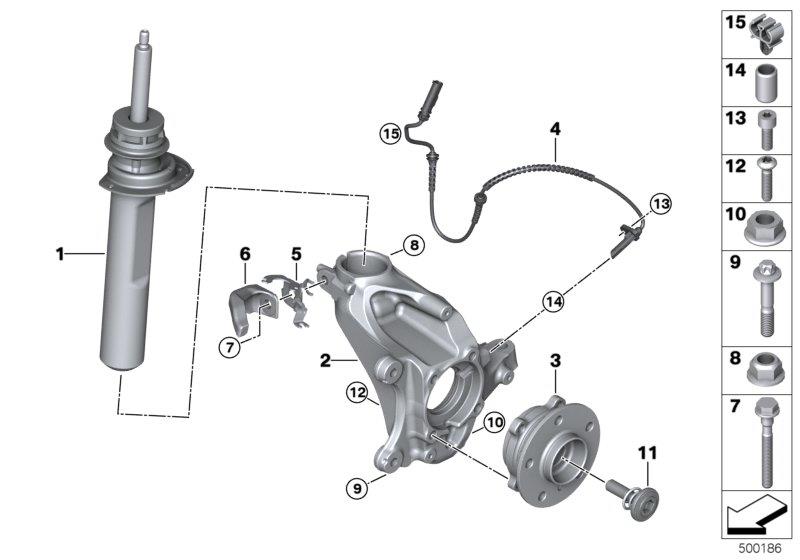 Diagram Front Spring strut/Carrier/Wheel bearing for your BMW