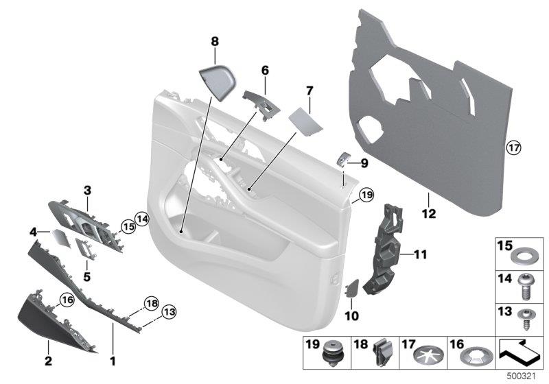 Diagram Surface-mounted parts, door panel, front for your 2007 BMW M6   