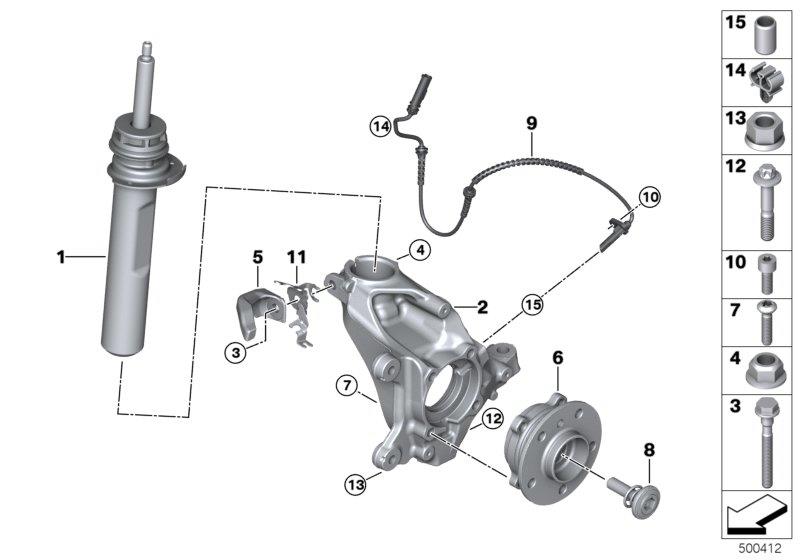 Diagram Front Spring strut/Carrier/Wheel bearing for your MINI