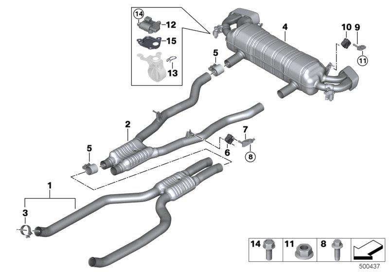 Diagram Exhaust system, rear for your 2009 BMW M5   