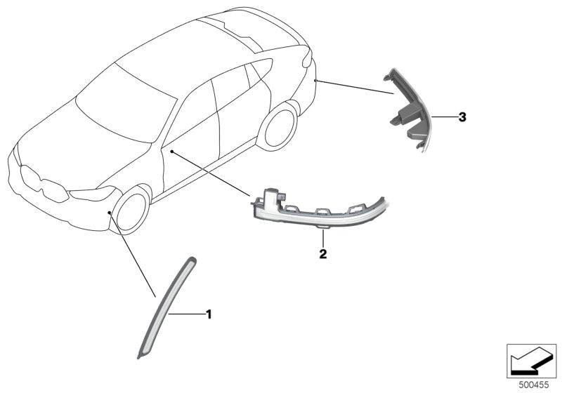 Diagram Reflector/auxiliary turn signal lamp for your BMW