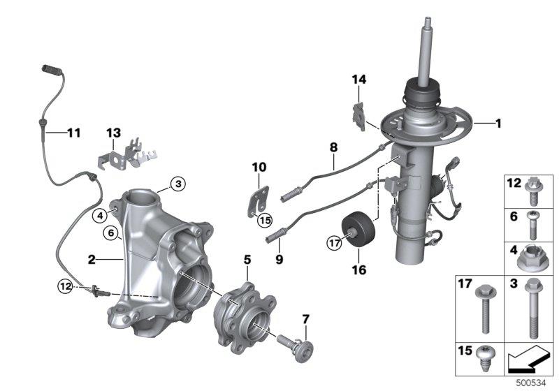 Diagram Strut, front, EDC/mounting parts for your 2018 BMW X2 28iX  