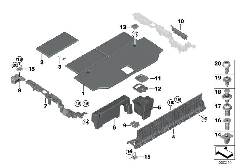 Diagram Trim panel, trunk floor, 7-seater for your 2013 BMW