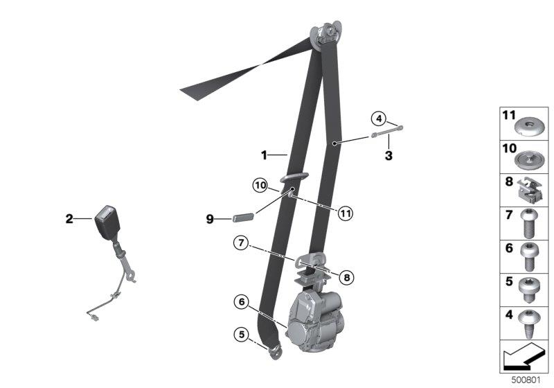 Diagram Safety belt, REMA, front for your 2023 BMW 530i Sedan  