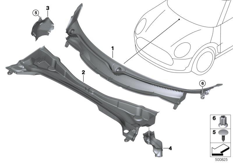 Diagram Trim, windshield cowl, outer for your MINI