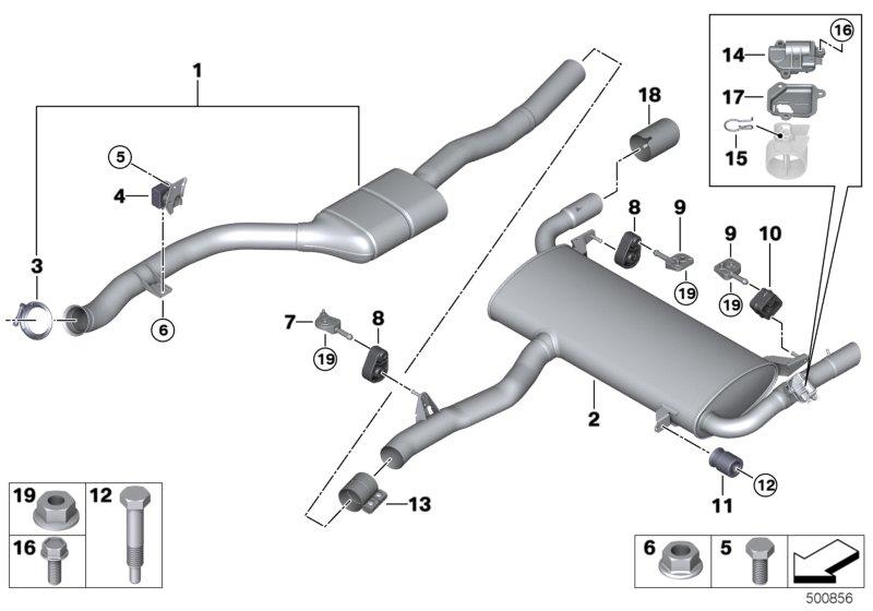 Diagram Exhaust system, rear for your 2022 BMW X4   