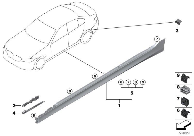 Diagram Cover door sill / wheel arch for your 2020 BMW 330i   