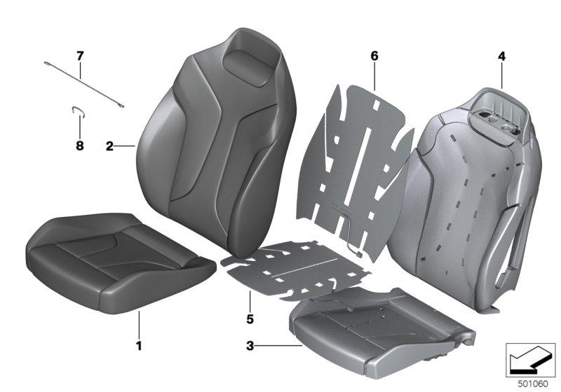 Diagram Seat front, upholstery & cover base seat for your BMW