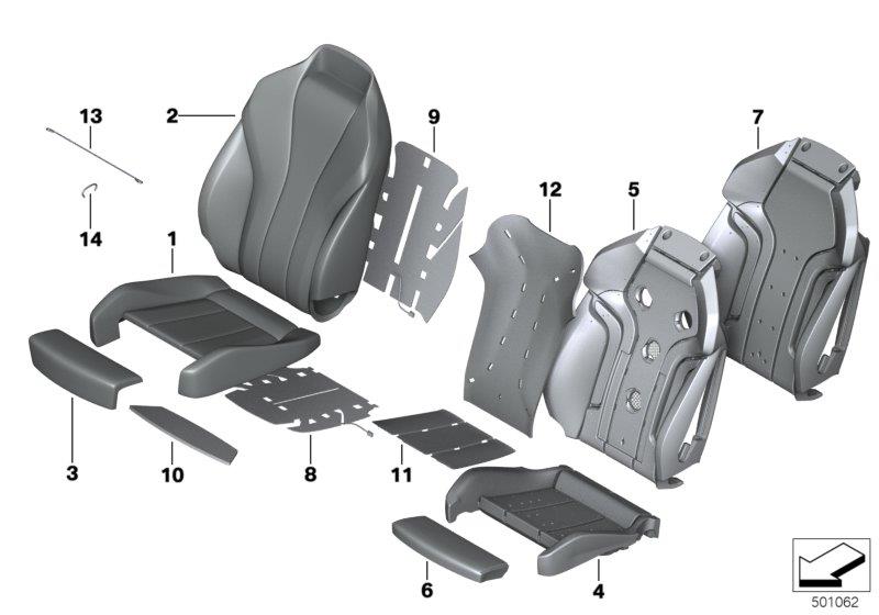 Diagram Front seat, uph.and cover, M sports seat for your BMW