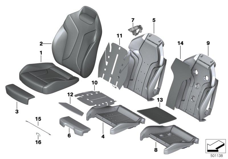 Diagram Front seat, uph.and cover, M sports seat for your 2014 BMW M6   