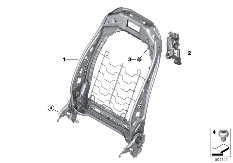 Diagram Seat, front, backrest frame for your 2012 BMW M6   