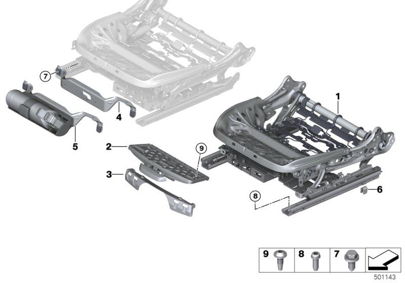 Diagram Seat, front, seat frame, electric for your BMW X2  