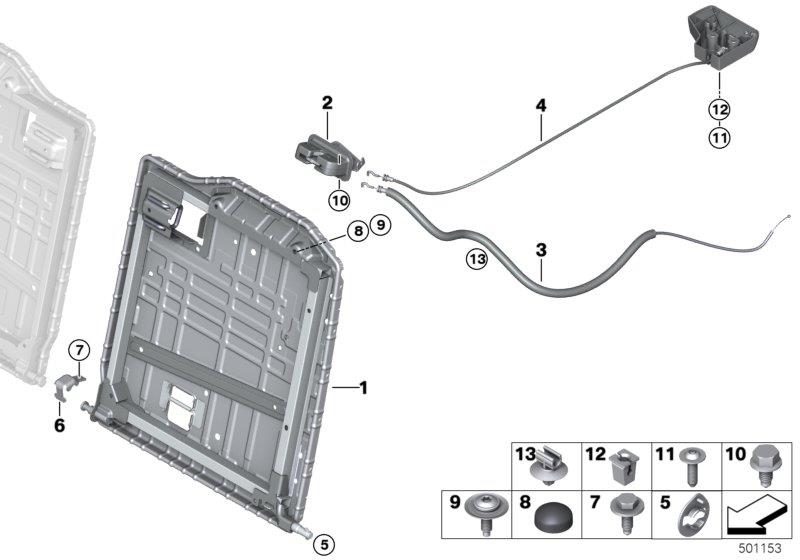 Diagram Seat, rear, seat frame for your 1988 BMW M6   