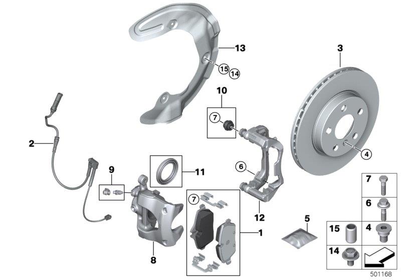 Diagram Front brake pad wear sensor for your BMW X1  