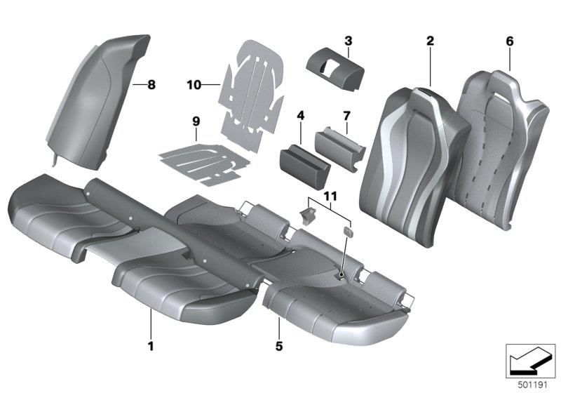 Diagram Seat, rear, upholstery and cover for your 2007 BMW M6   