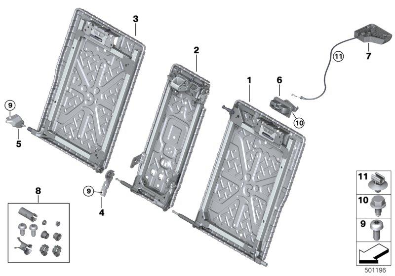 Diagram Seat, rear, seat frame for your 2012 BMW M6   