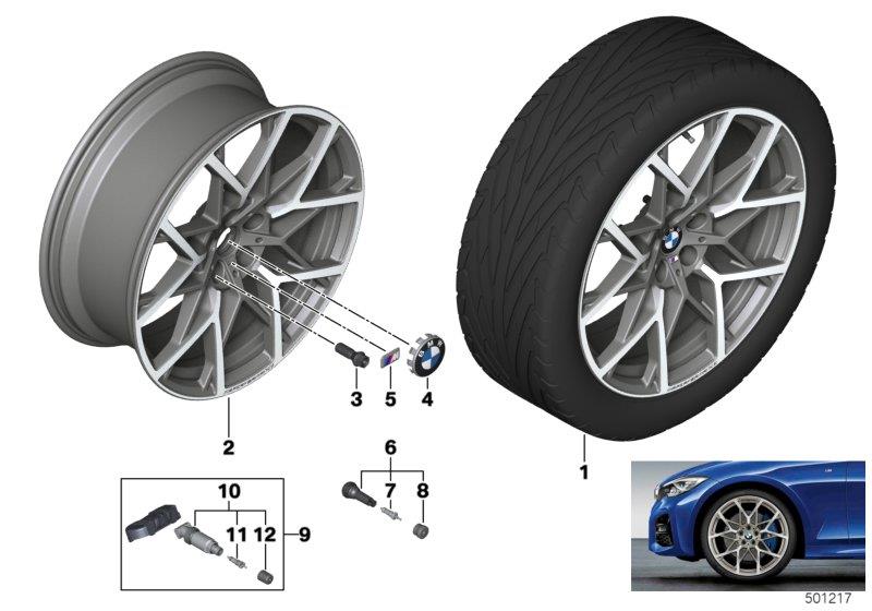 Diagram BMW LA wheel M Y-spoke 795M - 20" OA for your BMW M240iX  