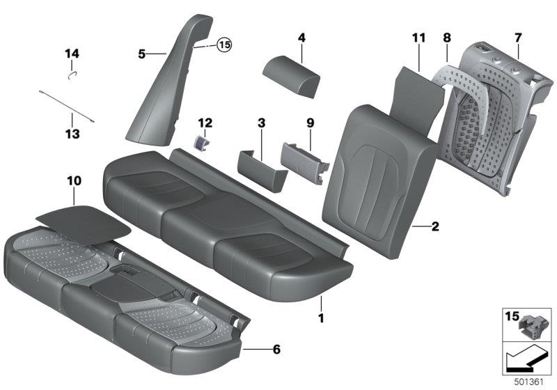 Diagram Seat, rear, upholstery and cover for your 2019 BMW X6   