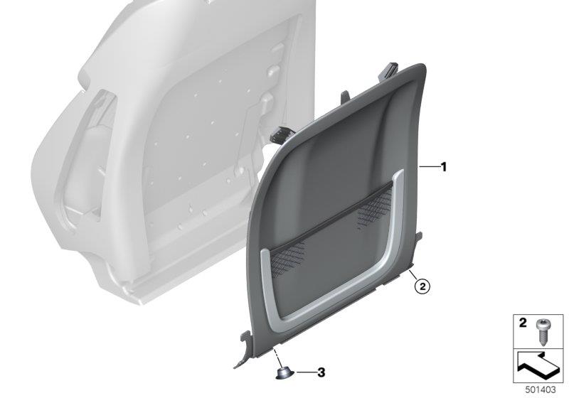 Diagram Front seat, backrest trim, rear panel for your BMW