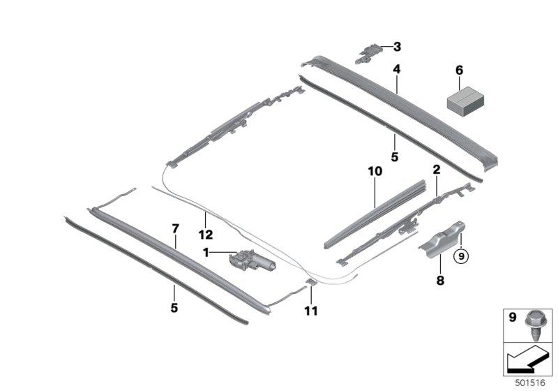 Diagram Single parts for sliding lifting roof for your 2023 BMW X3  30eX 