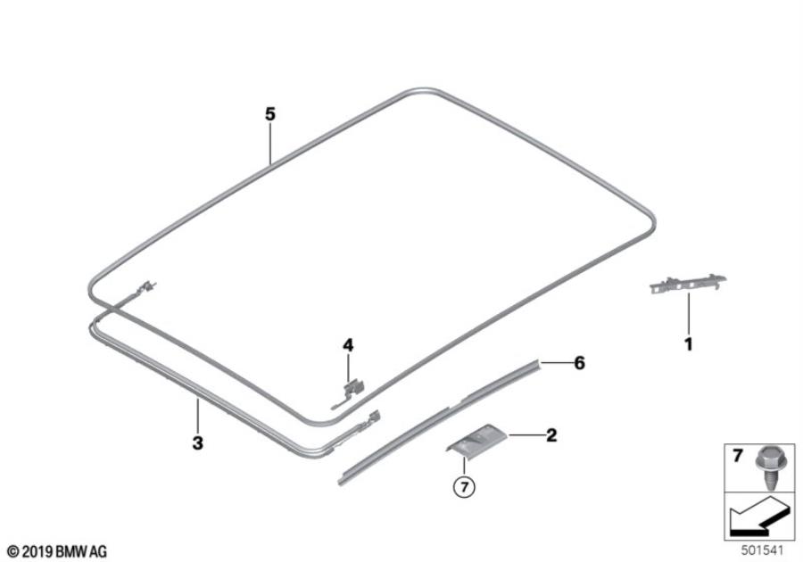 Diagram Panorama roof mounting parts for your 2008 BMW M6   