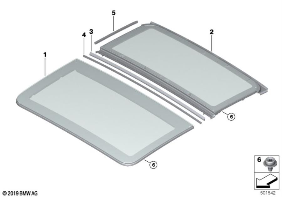 Diagram Panorama glass roof glass panel for your 2014 BMW M6   