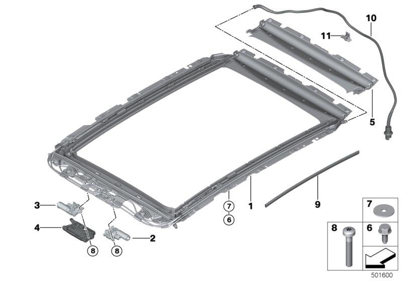 Diagram Electric panoramic roof for your 2020 BMW 530i Sedan  