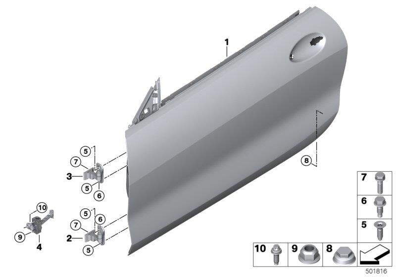 Diagram Front door-hinge/door brake for your 2007 BMW M6   