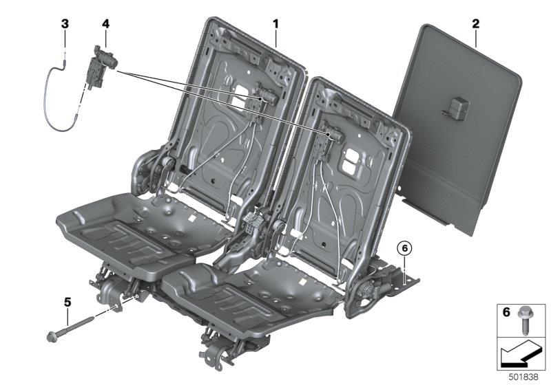 Diagram Seat, rear, seat frame, 3rd row for your BMW