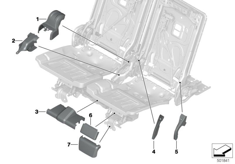 Diagram Seat, rear, trim covers, 3rd row for your 2015 BMW M6   