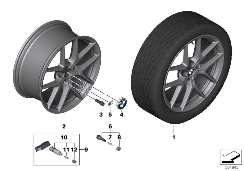 Diagram BMW LA wheel Y-spoke 554M - 18" OA for your BMW
