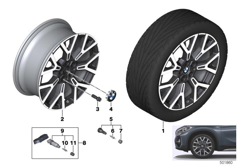 Diagram BMW light alloy wheel Y-spoke 580 - 19" for your 2018 BMW X2 28iX  