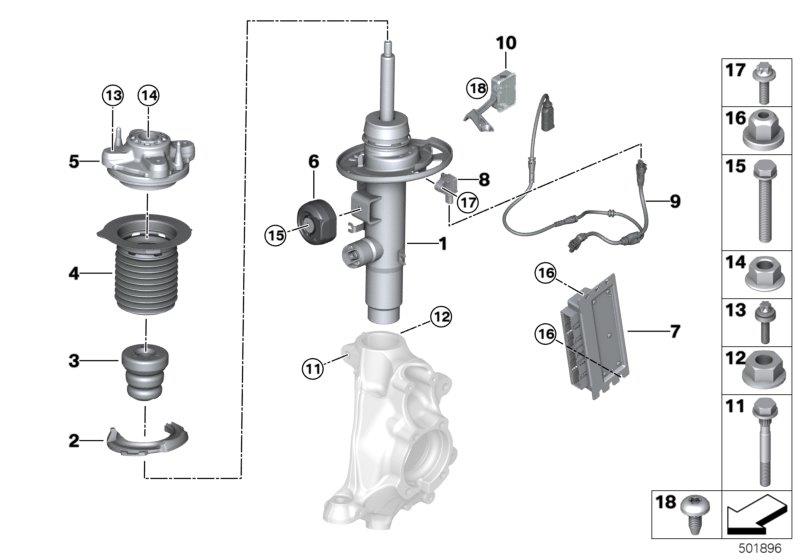 Diagram Spring strut front VDC / inst.parts AWD for your 1996 BMW