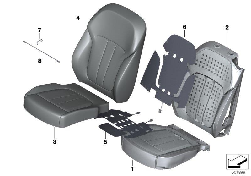 Diagram Seat rear, uphols & cover, Comfort seat for your 2009 BMW M6   