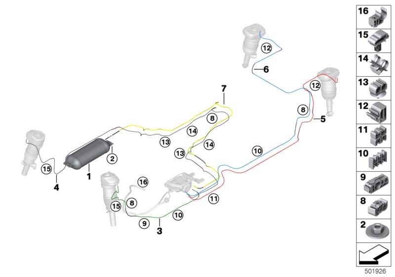 Diagram Levelling device/tubing/attaching parts for your 1996 BMW