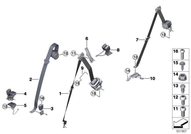 Le diagramme Ceinture de sécurité arrière pour votre BMW X5  