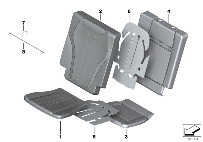 Diagram Seat, rear, pad and cover, 3rd row for your BMW