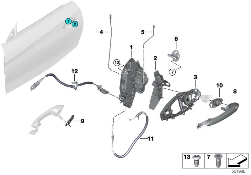 Diagram Locking system, door, front for your BMW