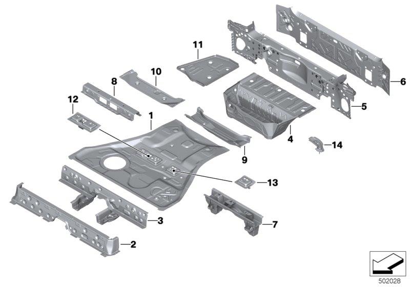 Diagram Mounting parts for trunk floor panel for your BMW M6  