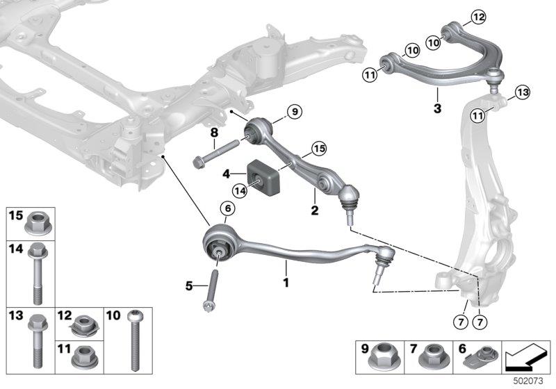 Diagram Frnt axle support,wishbone/tension strut for your 2016 BMW 330e   